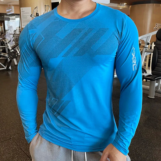 High Quality Running Sport Shirt Men Fitness Compression Long Sleeve Upper Clothing Crew Neck Swearshirt Male Rash Guard Wicking